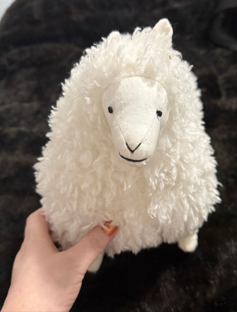 Mud Pie White Wooly Plush Lamb Sheep 15" Soft Toy Stuffed Animal Stands Alone